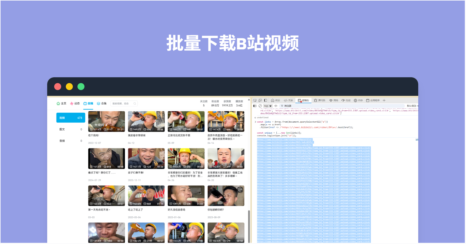 【杂项】批量下载哔哩哔哩视频的奇技淫巧